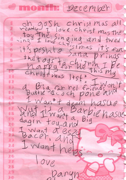 Daryn's letter to Santa